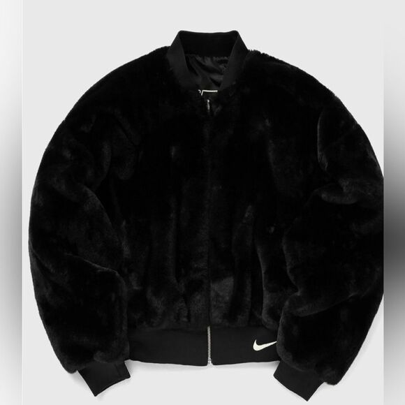 Nike Bomber Jacket Reversible With Faux Fur. Size Small NWOT - Picture 3 of 6